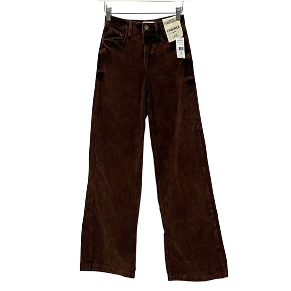 L'AGENCE WOMENS SIZE 23 SCOTTIE WIDE LEG CORDUROY JEANS IN SADDLE BROWN NEW - Picture 4 of 16
